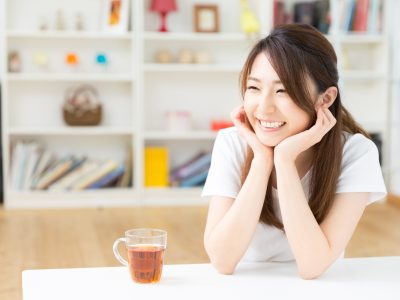 Asian girl with tea