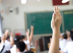 Raised hands in class