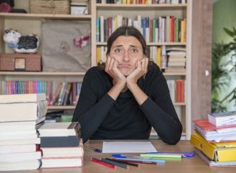 Older student frustrated with books